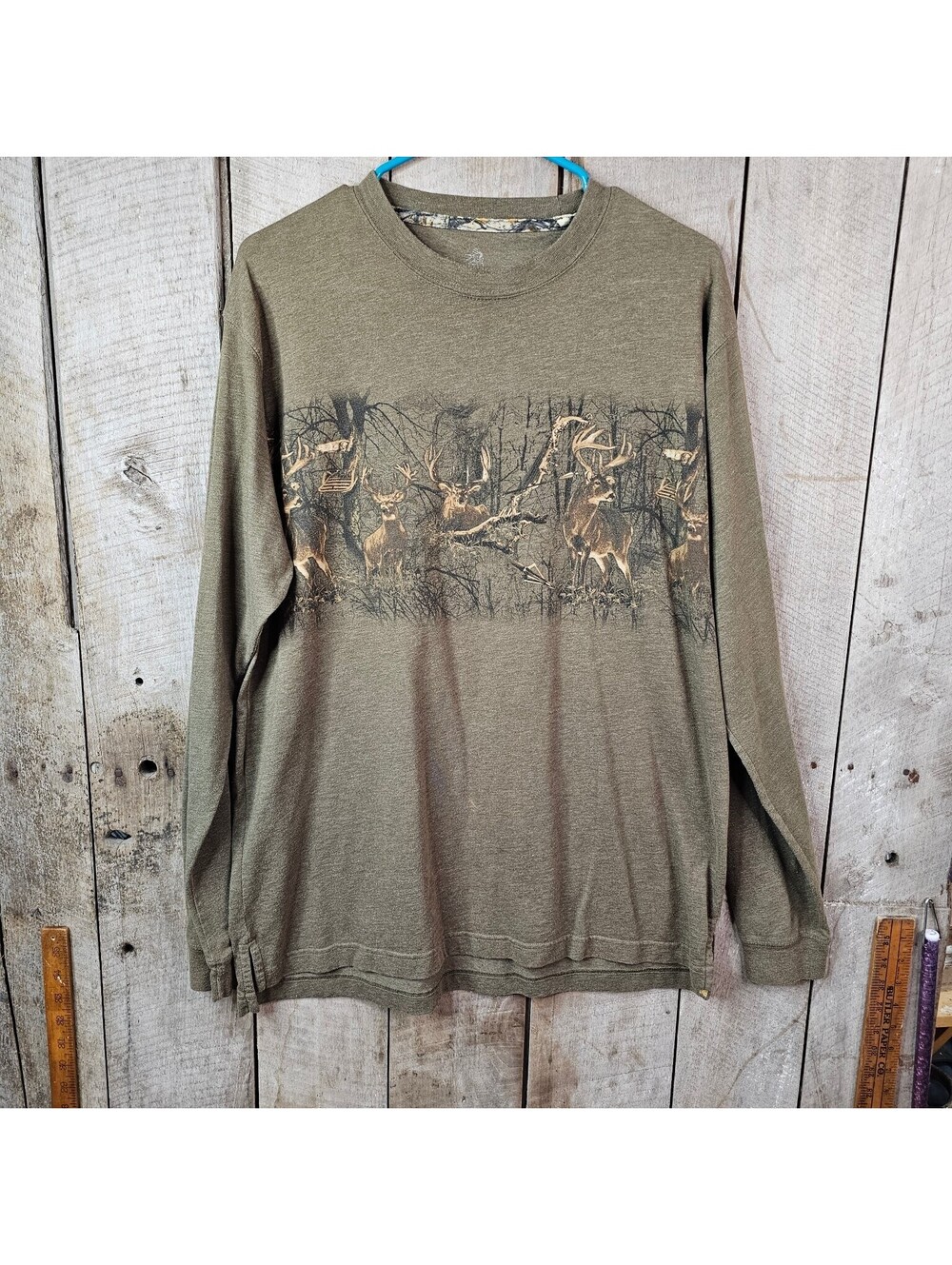 Legendary Whitetails Men's Long Sleeve T-Shirt Deer Graphic Hunting Camo Green M